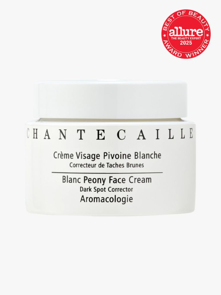 Chantecaille Blanc Peony Face Cream in branded white jar with twist cap on light gray background with red Allure Best of Beauty seal in the top right corner